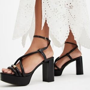 Allsaints Bella Leather Platform Women's Black Heel Size 39